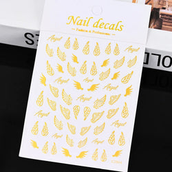 Gold Silver Wing Nail Art Stickers 3D Metal Chain Heart Love Sun Moon Star Gel Polish Adhesive Manicure Slider Decor Accessories (ONLINE ORDER ONLY)