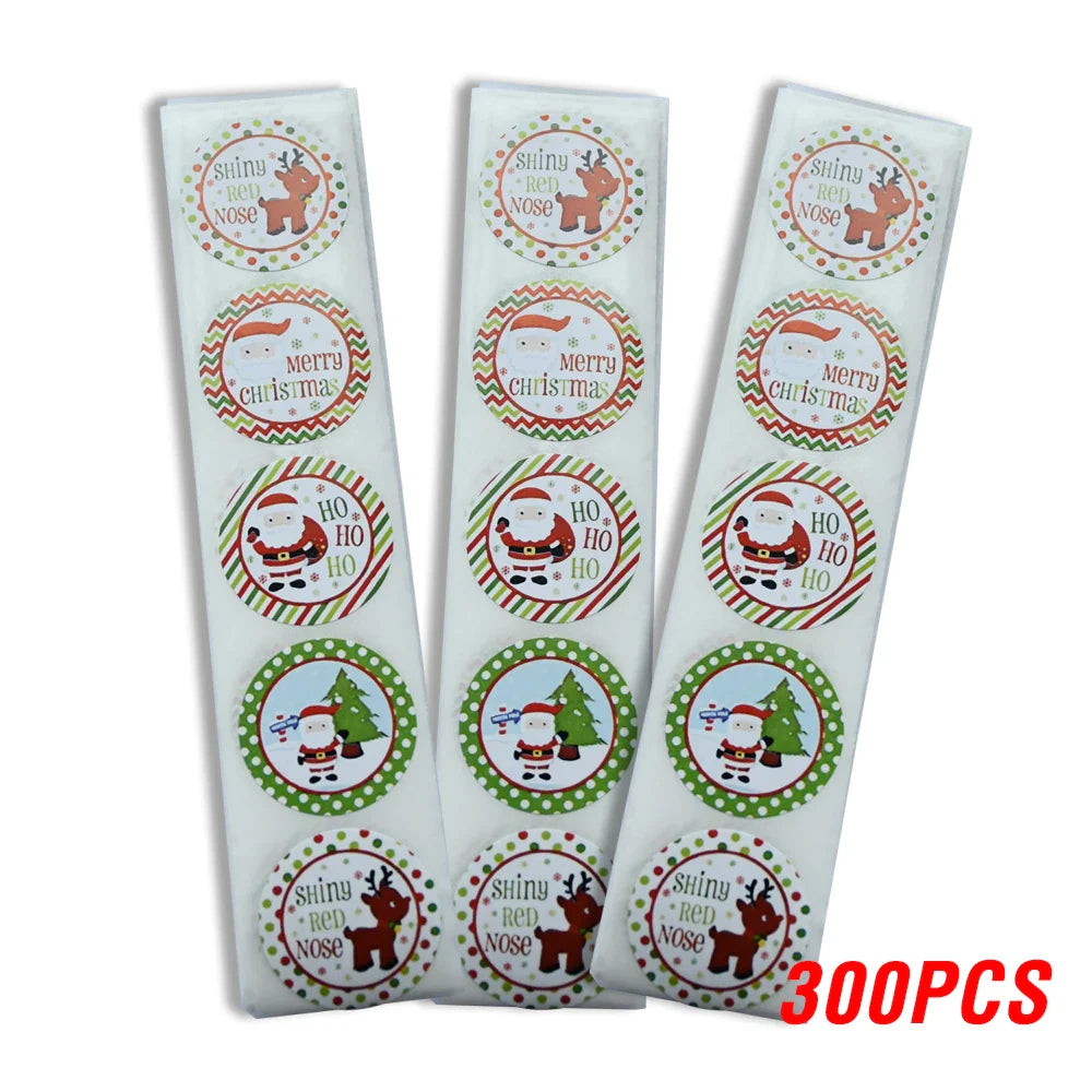 100-500pcs Merry Christmas DIY Handmade Sticker Package Thank You Label Sealing Stickers Party Festive Decor Supplies Children (ONLINE ORDER ONLY)