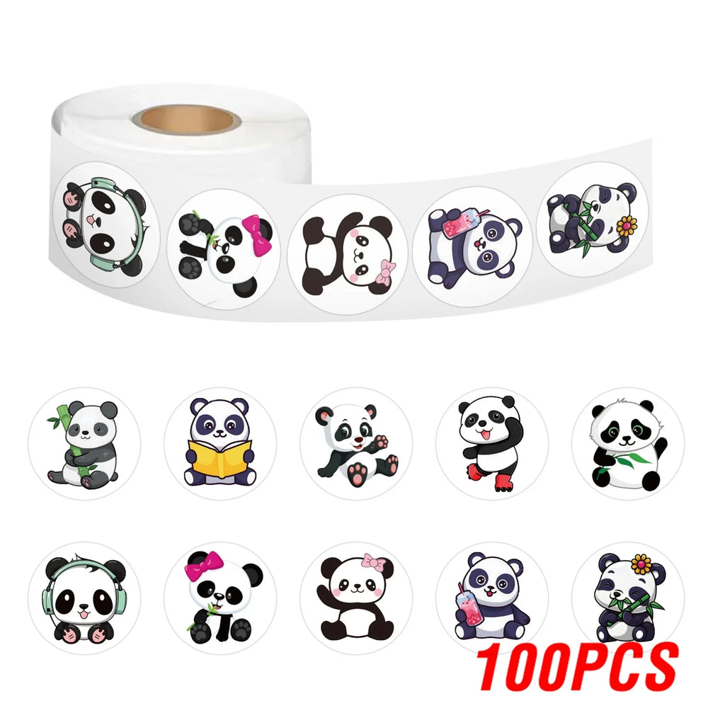 100-500pcs Cute Panda Cartoon Stickers Reward Sticker for Kids Gift Decoration Envelope Sealing Labels Stationery Stickers 1inch (ONLINE ORDER ONLY)