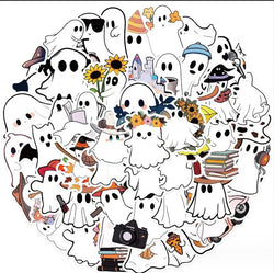 Halloween Ghost Stickers 10/30/50pcs for Suitcase, Skateboard, Laptop, Phone, Car, DIY Decal (ONLINE ORDER ONLY)