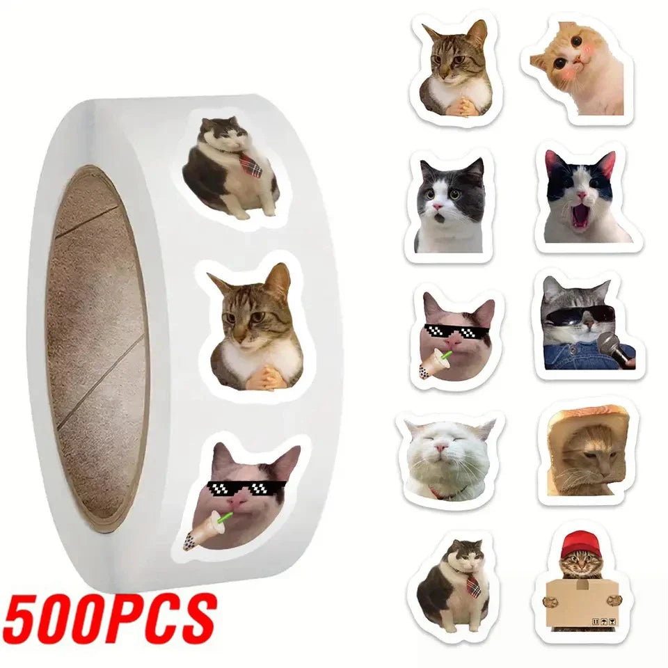 100-500pcs Cartoon Meme Cat Stickers For School Reward Stickers Classroom Decoration Encouragement Sticker For Student Teacher (ONLINE ORDER ONLY)