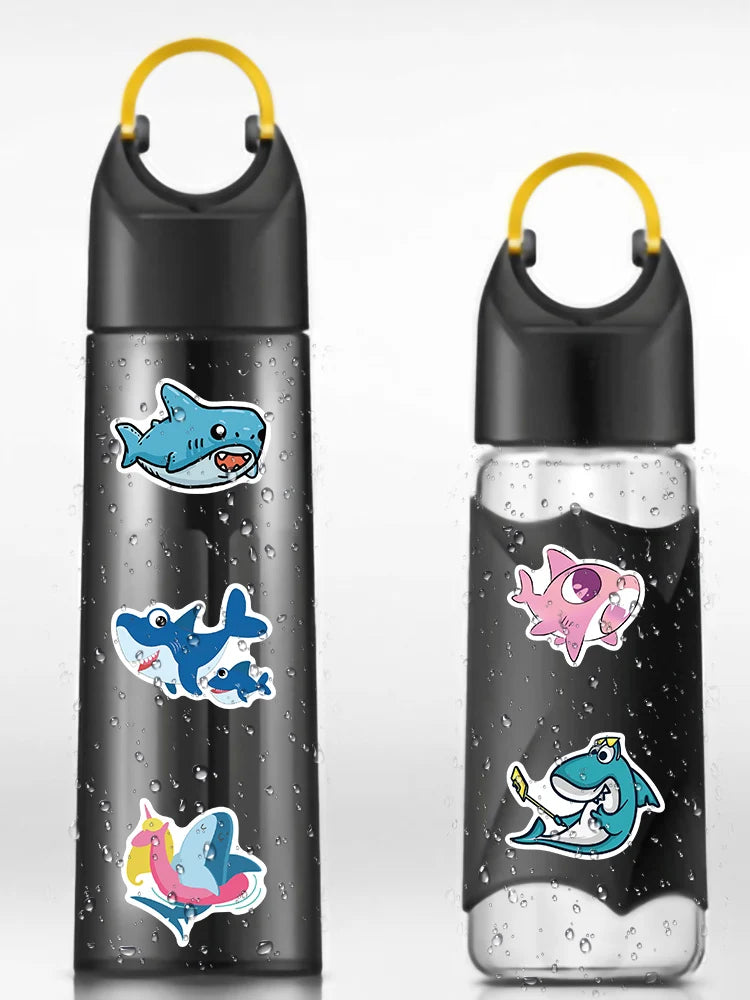 50/100pcs Cute Cartoon Animals Sharks Stickers For Laptop Water Bottle Fridge Waterproof Graffiti Skateboard Car Decals (ONLINE ORDER ONLY)