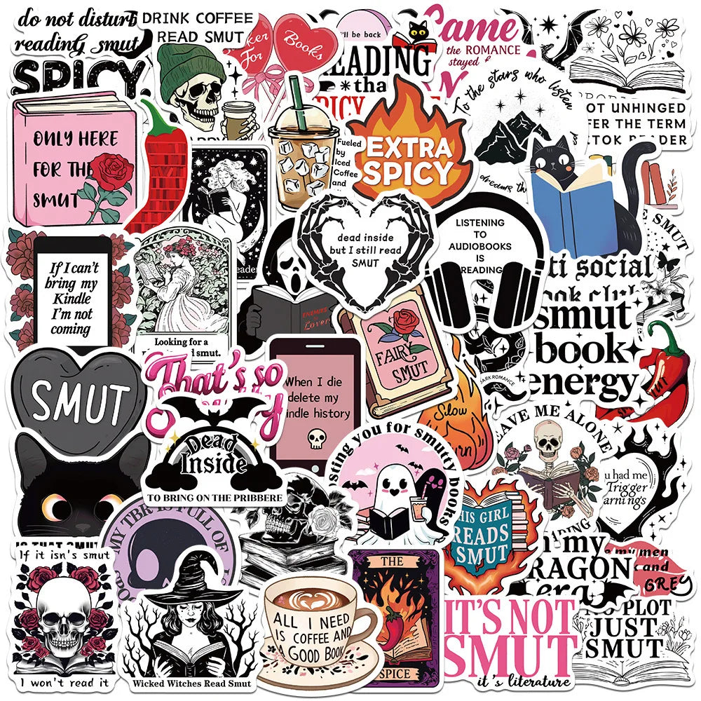 10/50PCS Cool Smutty Romance Bookish Spice Reader Dragon Girl Cartoon Sticker Aesthetic Kindle Ipad Phone Laptop Diary Sticker (ONLINE ORDER ONLY)