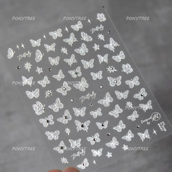 Dreamy Moon Stars Love Heart Butterfly Bowknot Lace Shiny Starburst Ribbon Delicate Adhesive Nail Art Stickers Manicure Decals (Online Order Only)