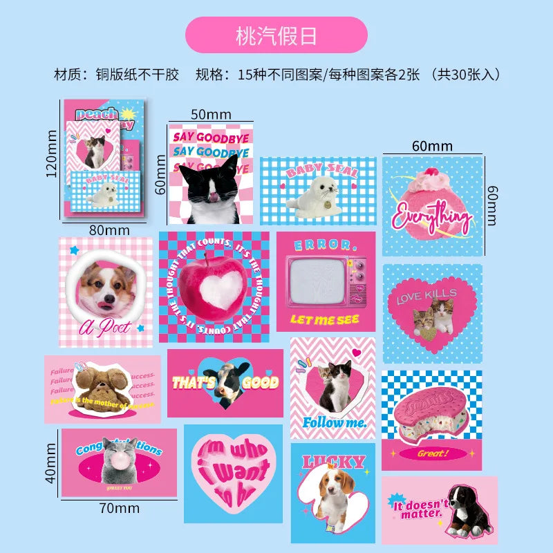 30pcs/lot Sweet Pictorial Series Scrapbooking Stickers Korean ins Hand Account Journal Collage Deco Material Stationery Sticker (ONLINE ORDER ONLY)