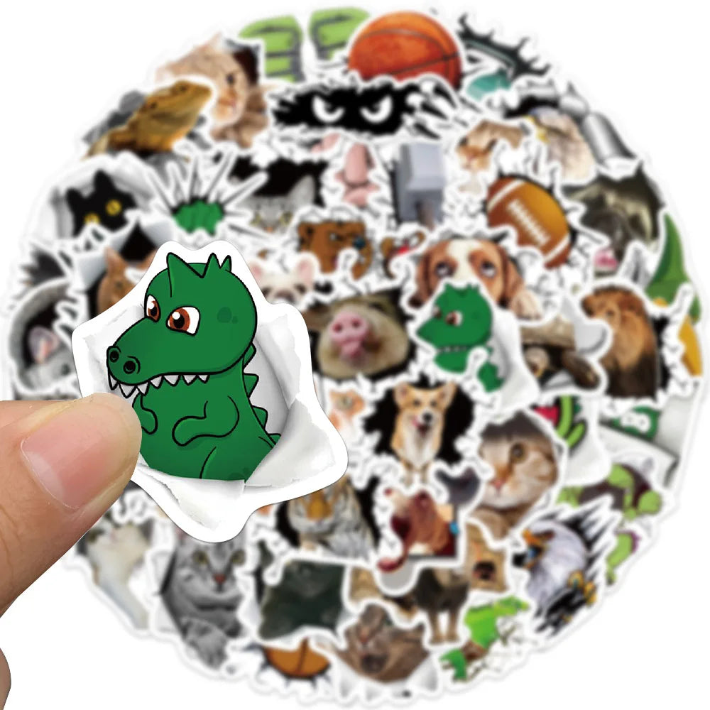10/30/50PCS 3D Animals Stickers Hole View Vivid Cute Decals For Kids DIY Notebook Laptop Bike Car Phone Graffiti Sticker Kid Toy (ONLINE ORDER ONLY)