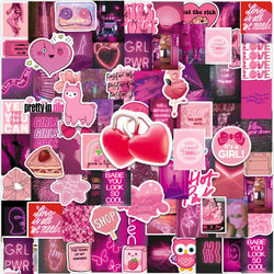 Cute Pink Cartoon Stickers Pack - Aesthetic Kawaii Decals for Notebook, Phone, Car, Stationery (Online Order Only)