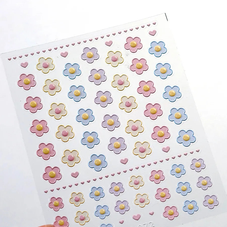 Lovely Colored Flower Fried Egg Petal Love Heart Cartoon Pink Yellow Purple Blue Delicate Charm Nail Art Stickers Manicure Decal (ONLINE ORDER ONLY)