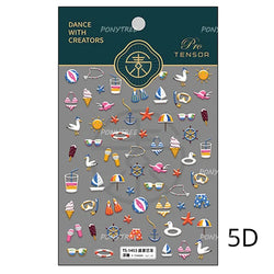 Summer Beach Bikini Watermelon Strawberry Ice Cream Soda Coconut Tree Fan Juice Crab Nail Art Decoration Stickers Manicure Decal (ONLINE ORDER ONLY)