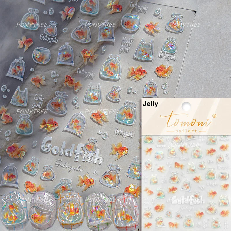Deep Sea Animal Fish Shoal of Fish Whale Coral Dolphin Summer Beach Cute Jellyfish Bubble Bathyal Fauna Nail Art Stickers Decals (ONLINE ORDER ONLY)