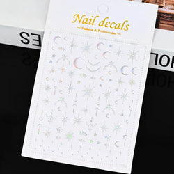 Gold Silver Wing Nail Art Stickers 3D Metal Chain Heart Love Sun Moon Star Gel Polish Adhesive Manicure Slider Decor Accessories (ONLINE ORDER ONLY)