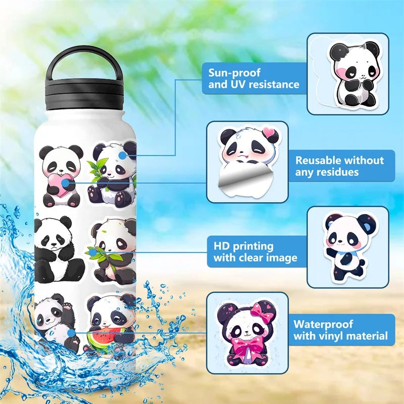 10/30/50PCS Cute Panda PVC Sticker Aesthetic Decoration Scrapbooking Korean Stationery DIY Hand Accounting School Supplies (ONLINE ORDER ONLY)