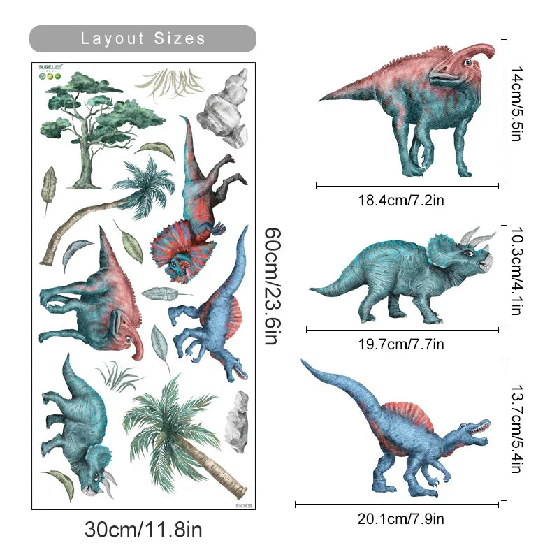 Dinosaur Watercolor Nursery Wall Decals Kids Room Decor (ONLINE ORDER ONLY)
