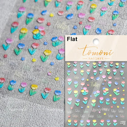 Cute  Pink Blue Nature Tulip Star Heart Butterfly Peach Blossom Jelly Embossed Relief Adhesive Nail Art Stickers Manicure Decals (ONLINE ORDER ONLY)