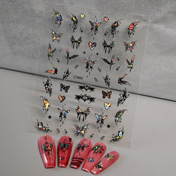 1pcs Butterfly Floral Nail Art Stickers Magic Shell Light Laser Black/White Nail Decoration Butterfly Slider Manicure Ornaments* (Online Order Only)
