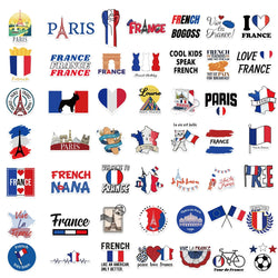 50PCS French Pop Style Stickers Aesthetic Phone Laptop Fridge Water Bottle DIY Waterproof Graffiti Cartoon Simple Sticker Pack (ONLINE ORDER ONLY)
