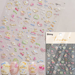 Bear Bowknot Bag Dessert Apple Core Earphone Cup Tulip Cherry Milk Cake Cookies Flower Adhesive Nail Art Stickers Manicure Decal (ONLINE ORDER ONLY)