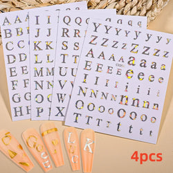 8pcs Gothic Alphabet Design Nail Art Stickers Retro English Letter Nail Art Stickers 3D Self-Adhesive Designs Nail Art Supplies* (Online Order Only)