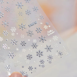 Shiny Pink Silver Hot Stamping Snow Adhesive Nail Art Sticker Snowflake Rhinestone Manicure Decal Nail Supplies for Professional (Online Order Only)