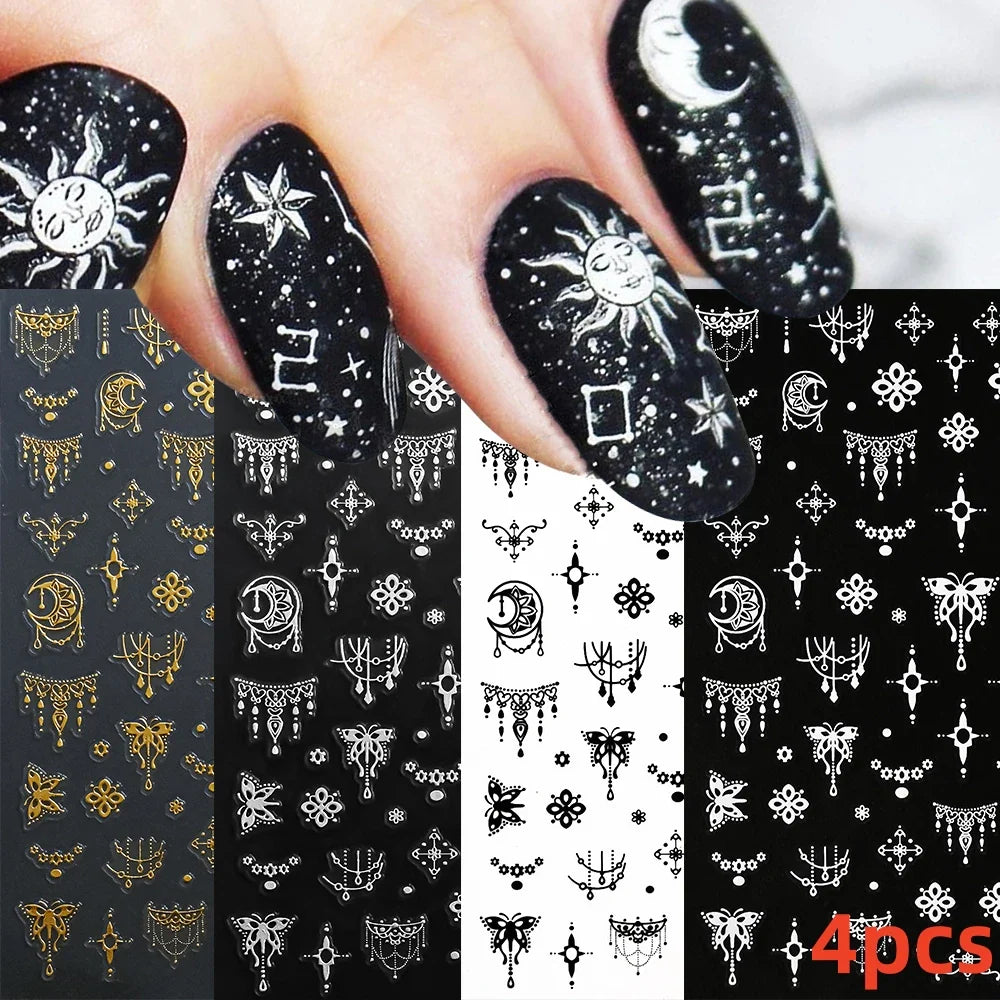 5/8Pcs 3D Hawaiian Flowers Nail Art Stickers Summer Decors with Tropical Leaves Slider Vibrant Pink & White Flowers for Parties* (ONLINE ORDER ONLY)