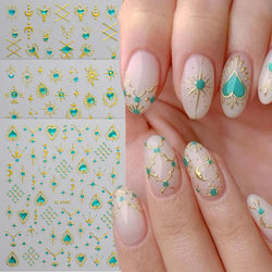 1pc Bohemian Valentine Nail Stickers 3D Self-Adhesive Fantasy Nail Art Glitter Sun, Heart, Lock, Star & Moon Designs Nail Decals (ONLINE ORDER ONLY)