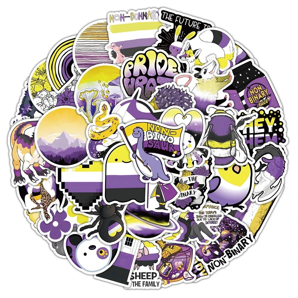 Nonbinary Pride Stickers Genderqueer Identity Decals 10/30/60pcs (ONLINE ORDER ONLY)
