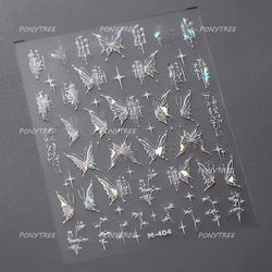 Green Blue Glass Butterfly Lily Flowers Star Line Water Droplet Charming Shiny Self Adhesive Nail Art Stickers Manicure Decals (ONLINE ORDER ONLY)