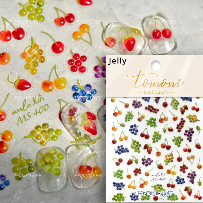 Fruit Paradise Guava Strawberry Pear Peach Orange Watermelon Pitaya Cherry Kiwifruit Pineapple Nail Art Stickers Manicure Decals (ONLINE ORDER ONLY)