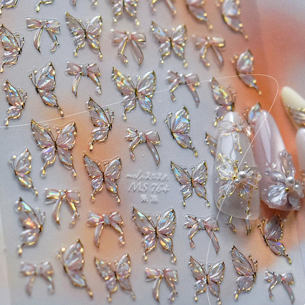 Bowknot Ribbon Butterfly Jelly Shiny Sparkling Delicate Charming Bow Tie 5D Nail Art Decorations Stickers DIY Manicure Decals (ONLINE ORDER ONLY)