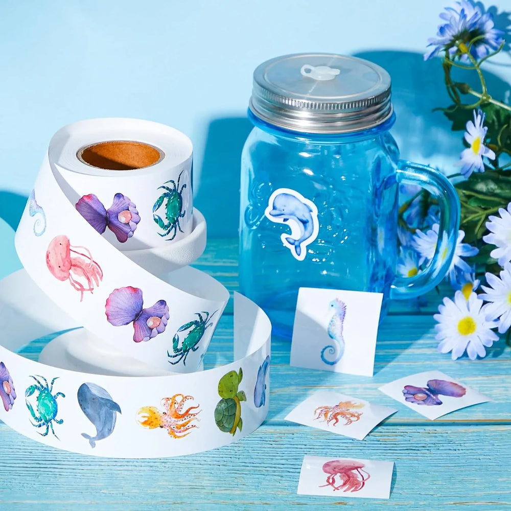 100-500pcs New Cartoon Marine Animal Park Dolphin Stickers for Kids Teacher Reward Encourage Sealing Label Stationery Sticker (ONLINE ORDER ONLY)