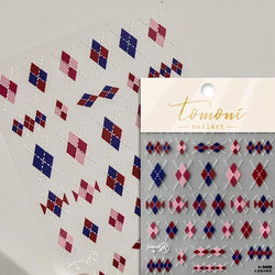Geometric French Style Colorful Square Grid Rhombus Line Stripe Bowknot 3D Self Adhesive Nail Art Stickers Shiny Manicure Decals (ONLINE ORDER ONLY)