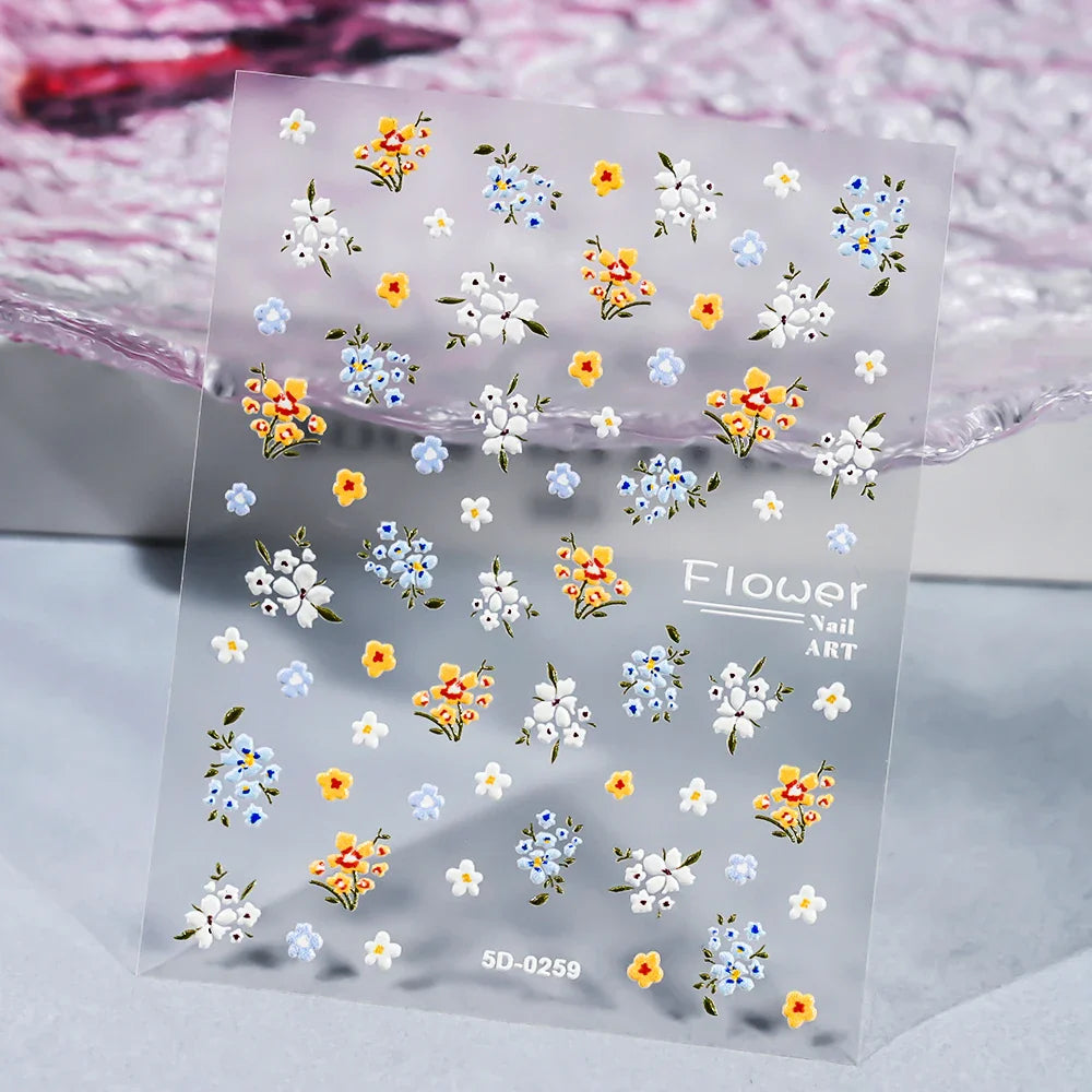 1 Sheet 5D Embossed Nail Art Stickers Graffiti Heart Flower Design Nail Art Decals Self-Adhesive DIY Manicure Nail Art Supplies* (ONLINE ORDER ONLY)