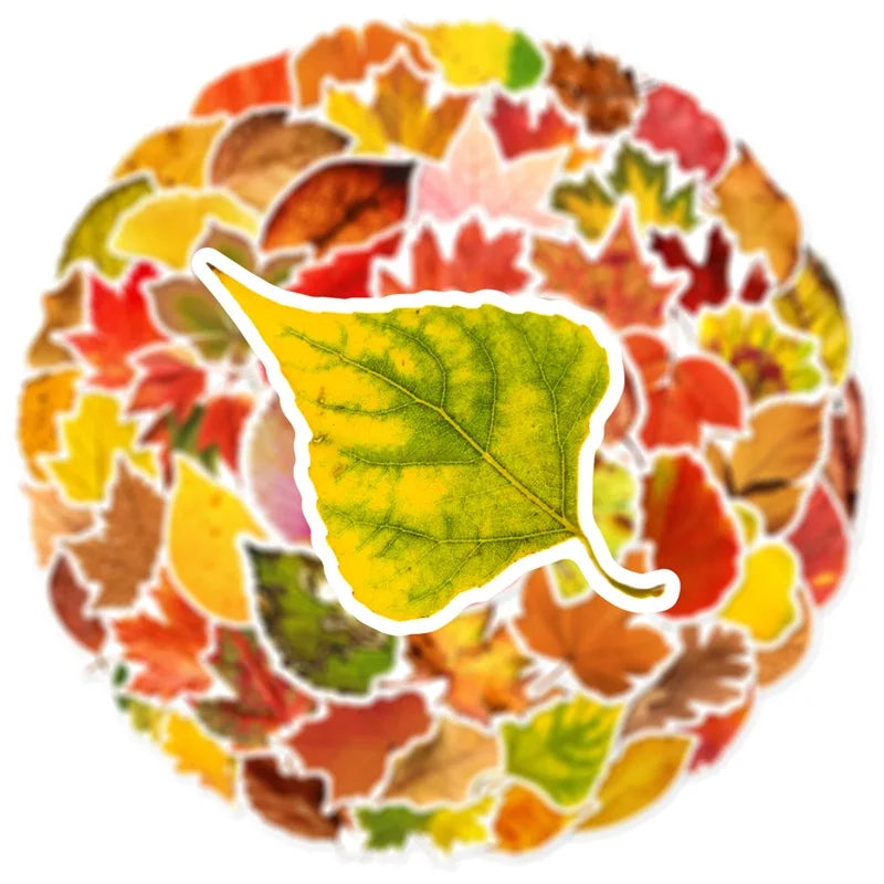 10/30/60PCS Fallen Leaves PVC Sticker Aesthetic Children's Decoration Scrapbooking Sketchbook Korean Stationery School Supplies (Online Order Only)