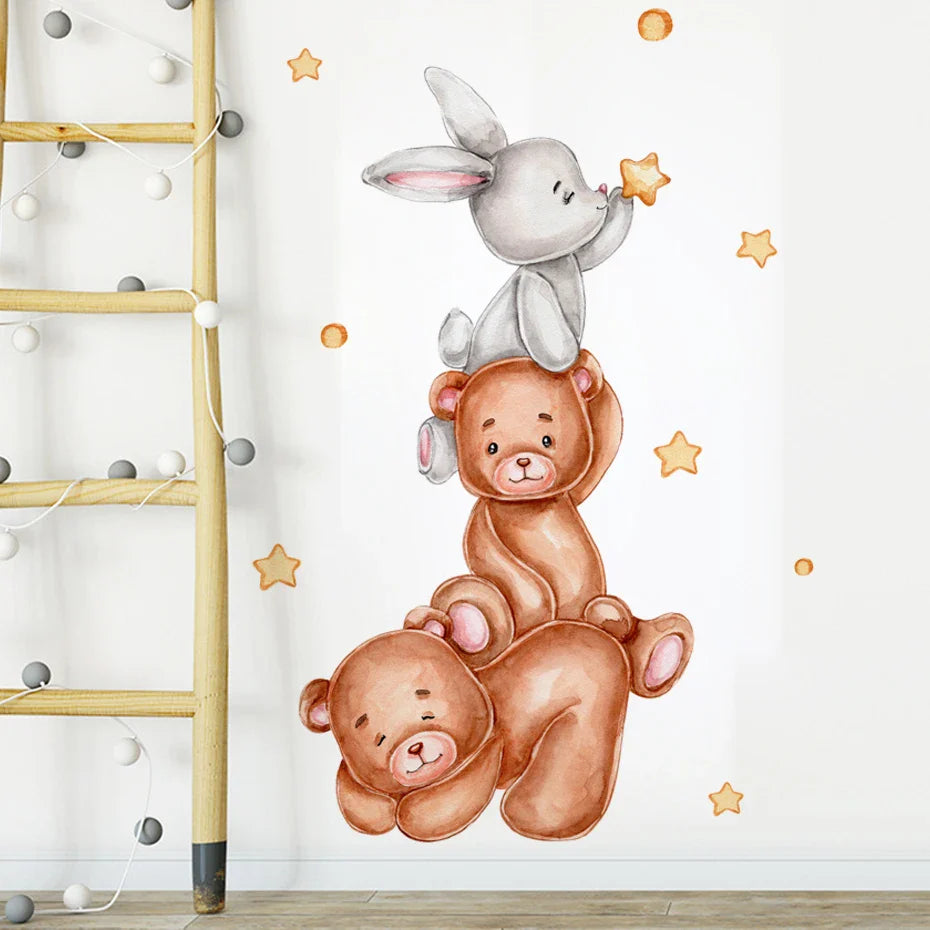 Cartoon Rabbit Bear Wall Stickers for Kids Room Decor (ONLINE ORDER ONLY)