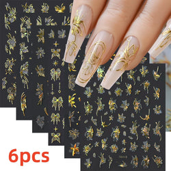 5/8Pcs 3D Hawaiian Flowers Nail Art Stickers Summer Decors with Tropical Leaves Slider Vibrant Pink & White Flowers for Parties* (ONLINE ORDER ONLY)