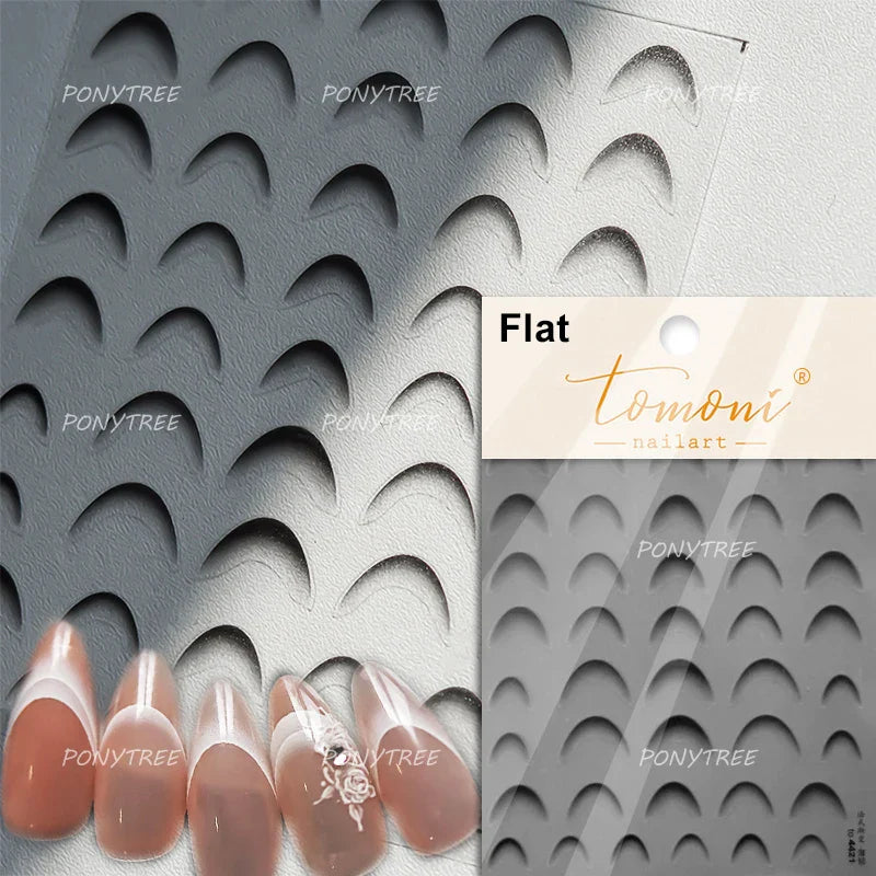 Geometric White Black Red Romantic French Arc Illusion Curve Embossed Relief Self Adhesive Nail Art Stickers 3D Manicure Decals (ONLINE ORDER ONLY)