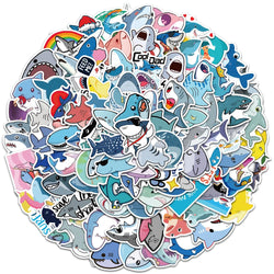50/100pcs Cute Cartoon Animals Sharks Stickers For Laptop Water Bottle Fridge Waterproof Graffiti Skateboard Car Decals (ONLINE ORDER ONLY)