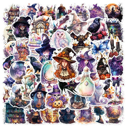 10/30/50pcs Gothic Magic Witch Cartoon Waterproof Stickers Halloween Horror Aesthetic Decals Car Laptop Cool Graffiti Sticker (ONLINE ORDER ONLY)