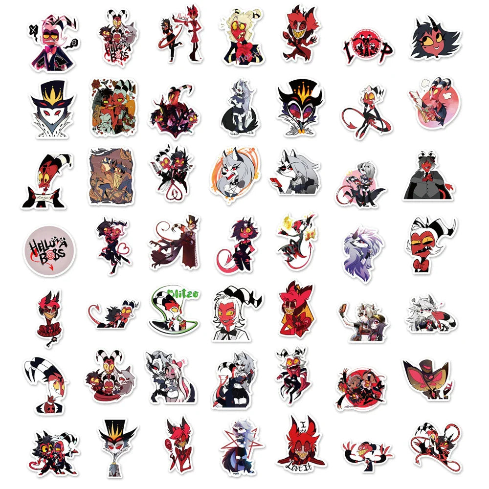 10/30/50/100pcs Anime HELLUVA Boss Graffiti Waterproof Stickers Notebook Laptop Suitcase Phone Cool Cartoon Sticker Kids Toys (Online Order Only)