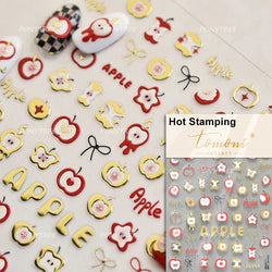 Shiny Attractive Apple Core Peel Cute Fruits Bowknot Tie Star Self Adhesive Nail Art Stickers Charming Rhinestone Manicure Decal (ONLINE ORDER ONLY)