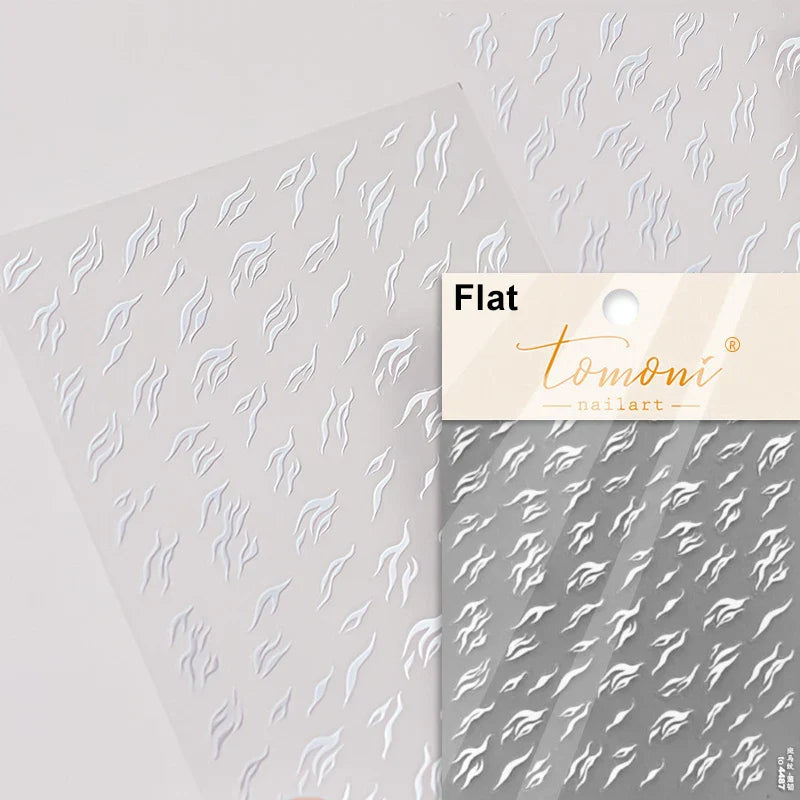 Chic Halo Dyeing Zebra Stripes Tender Black White Line Design Crescent Moon Arc Adhesive Nail Art Sticker Relief Manicure Decals (Online Order Only)