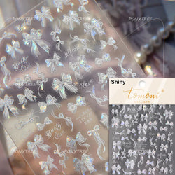 French Chic Blue Line Bowknot Fan Flower Leaves Butterfly Lace Frame Bell Shiny Self Adhesive Nail Art Stickers Manicure Decals (ONLINE ORDER ONLY)