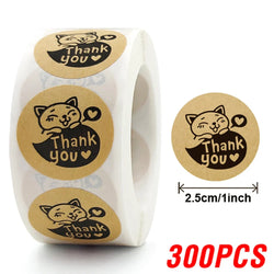 100-500pcs Thank You Cats Stickers For Kids Reward Stickers Thanksgiving Labels Toys 6 Beautiful Designs Stationery stickers (ONLINE ORDER ONLY)
