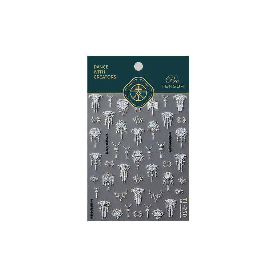 Yunjin Brocade Shawl Tassel Pendant Traditional Chinese Costumes and Ornaments Self Adhesive Nail Art Stickers Manicure Decals (ONLINE ORDER ONLY)