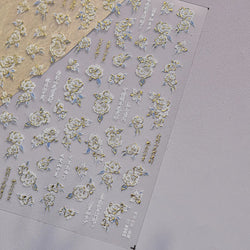 Camellia Tea After Rain Fragrant Flower Paint in Gold White Antique Chinese Characters Adhesive Nail Art Stickers Manicure Decal (ONLINE ORDER ONLY)