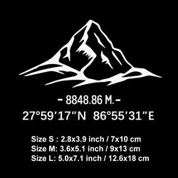 Mount Everest decal,with its longitude and latitude decal,creative&fashion with high quality for car trucks snowboard &laptops (ONLINE ORDER ONLY)