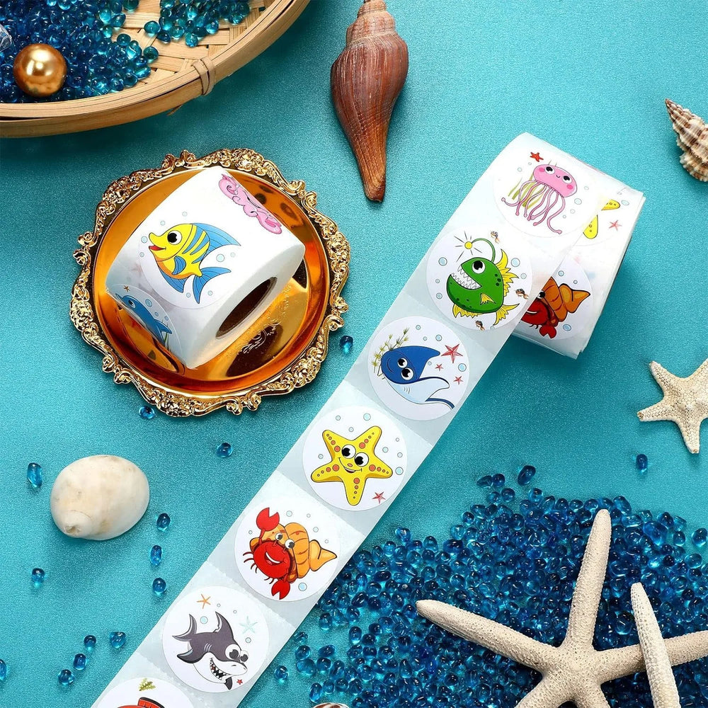 100-500pcs Ocean Kids Birthday Stickers Under The Sea Animal Reward Sticker DIY Gift Decoration Label Stationery (ONLINE ORDER ONLY)