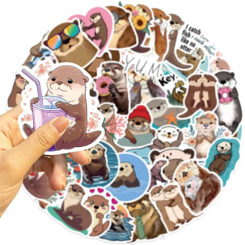 10/30/50PCS Kawaii Otter PVC Sticker Aesthetic Korean Decoration Scrapbooking Stationery DIY Hand Accounting Supplies for Kids (ONLINE ORDER ONLY)