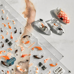 Varied Fish Red Koi Carp Mermaid Lucky Chinese 3D Self Adhesive Nail Art Sticker Cute DIY Cartoon Ocean Manicure Decal Wholesale (ONLINE ORDER ONLY)