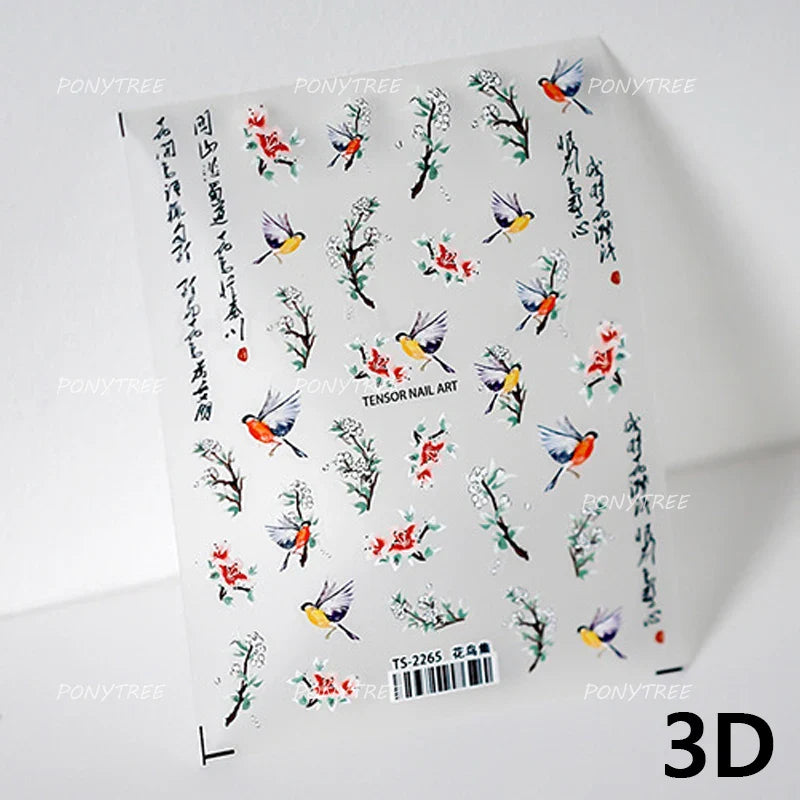Graceful Peach Blossom Blessing Sachet Pretty Buckle Tassels Pendant Antique Radiant Adhesive Nail Art Stickers Manicure Decals (ONLINE ORDER ONLY)